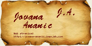 Jovana Ananić vizit kartica